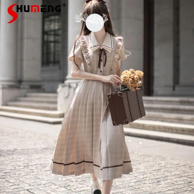 Summer 2024 New Long Japanese Lolita Style Sweet Vestidos De Mujer Artistic Retro Slim Fit Dresses Elegant Lady And Calf Dress