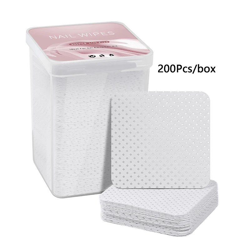 200pcs Eyelash Glue Remover Wipe Clean Cotton Sheet Nails Art Cleanin Cleaner Pads Manicure Tools Lint-Free Paper Wipes