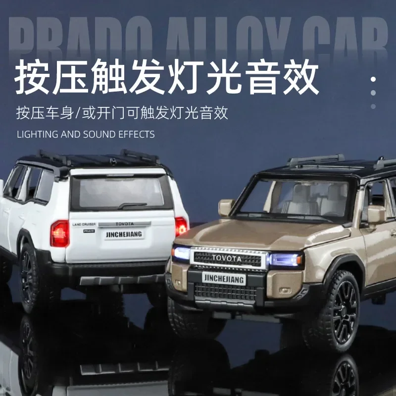 1:32 Toyota Prado SUV High Simulation Diecast Metal Alloy Model car Sound Light Pull Back Collection Kids Toy Gift A952