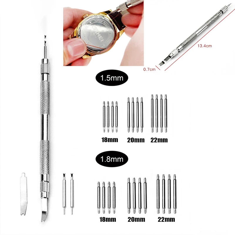

Double-ended watch Repair Fork Watch Strap Case refitting Repair With 24PCS 18mm 20mm 22mm Spring Bar Watchmaker Repair Tool Set