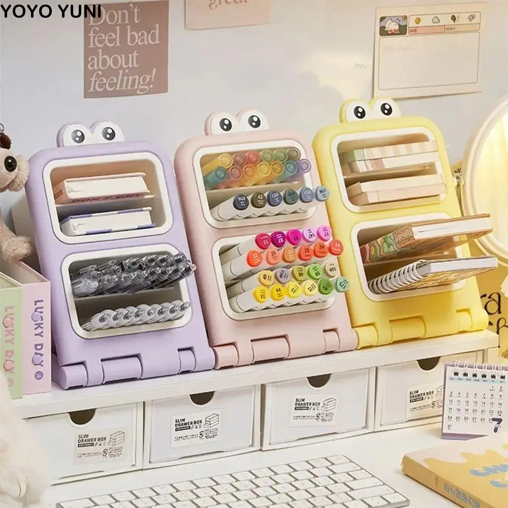 

Removable Desktop Slanting Organizer Cartoon Colorful Slanted Pen Holder Sturdy Large Capacity Brush Storage Container Household