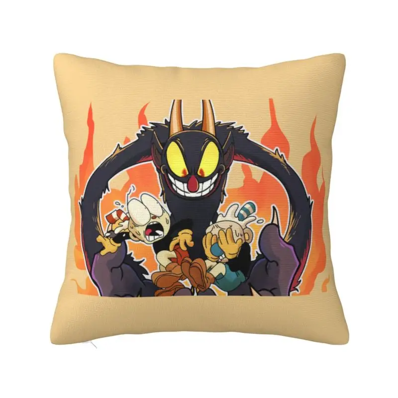 Custom Nordic Style Cuphead Mugman Cushion Cover 45x45cm Velvet Devil Video Game Throw Pillow for Sofa Car Square Pillowcase