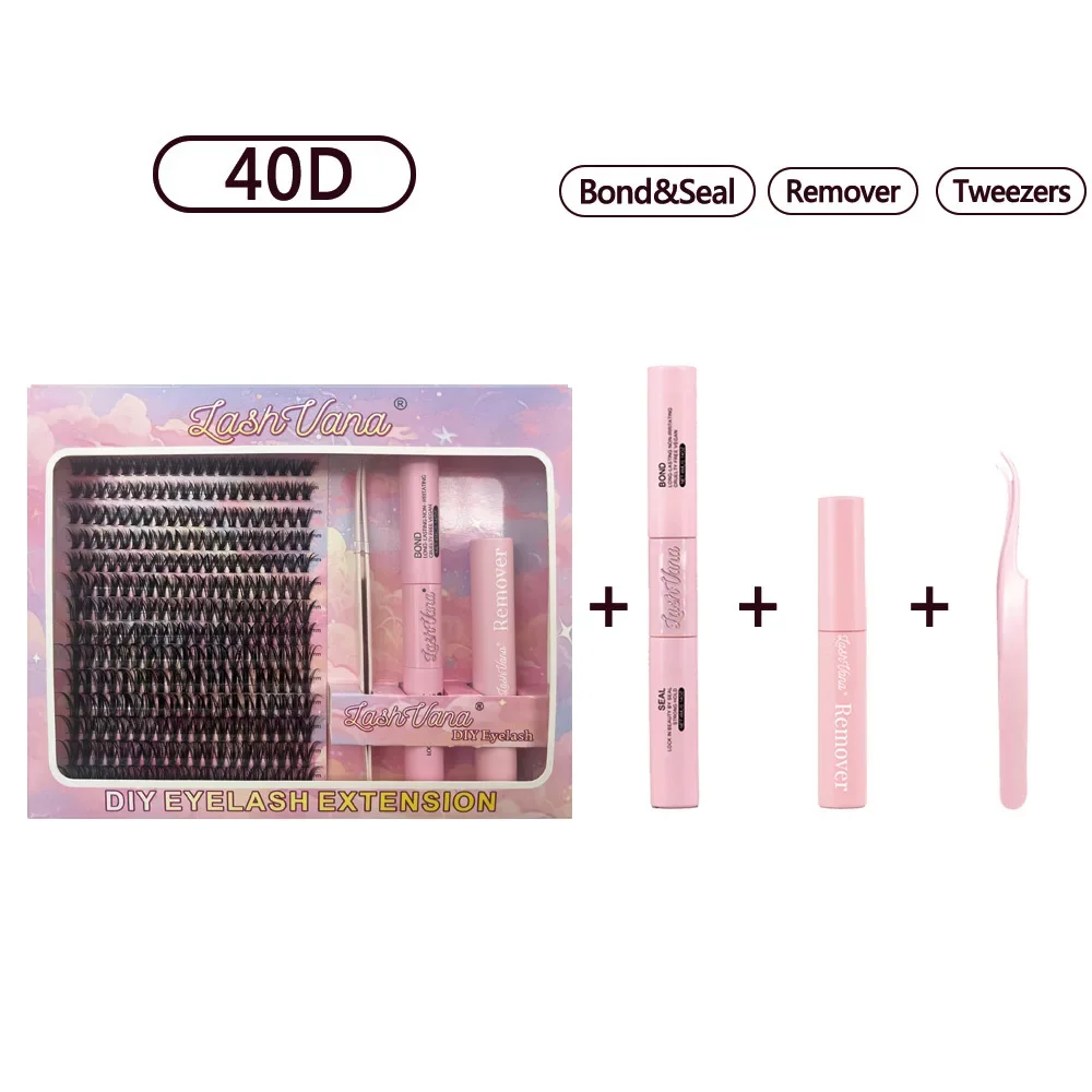 Kit d'extension de cils bricolage avec pince à épiler, colle à cils, optique, faux cils bouclés, cils légers et doux, outil de maquillage