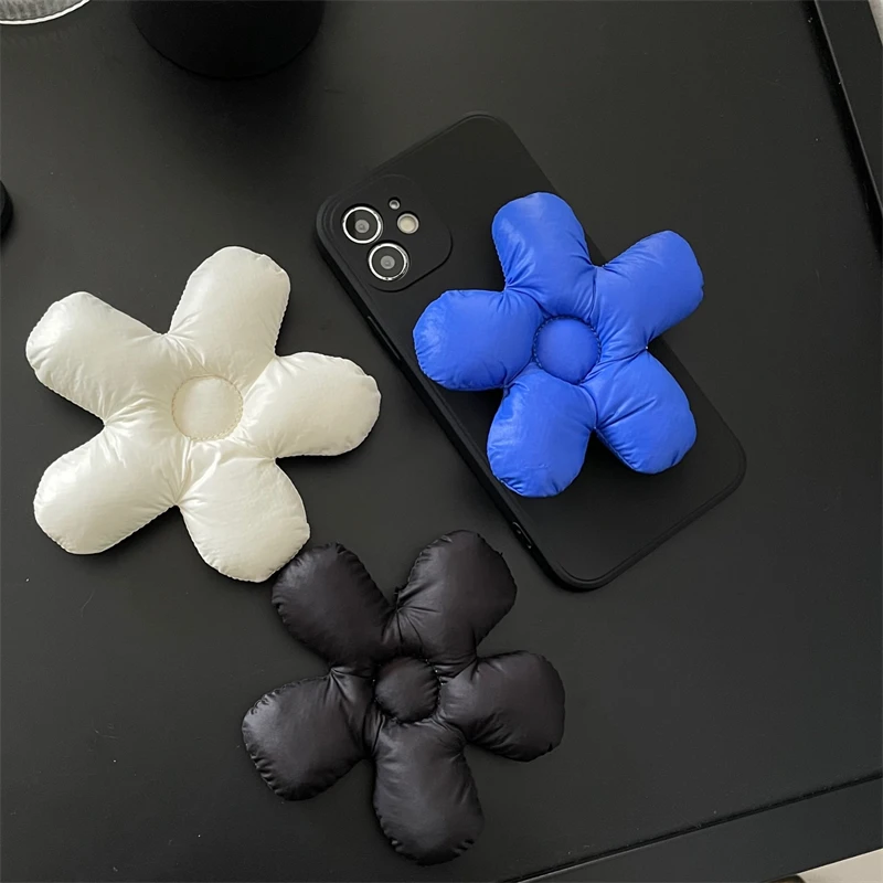كوريا القطن ملء لطيف ثلاثية الأبعاد زهرة قوس العالمي طوي البنصر حامل حامل قبضة توك قوس آيفون 14 11 13 12