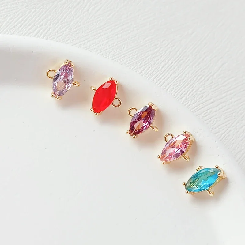 

14K Gold-plated and Inlaid Zirconium Rhombic Double Pendant, Handcrafted DIY Bracelet, Pendant, Earrings, Pendant Accessories