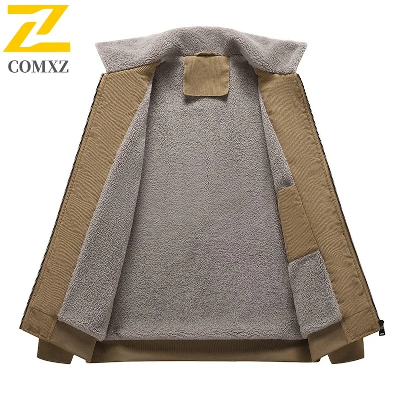 سترة مبطنة للرجال للعمل في الهواء الطلق من COMXZ، متعددة الاستخدامات، بياقة واقفة، سترة سميكة ودافئة، نمط يومي، معطف شتوي مريح وخفيف الوزن #5