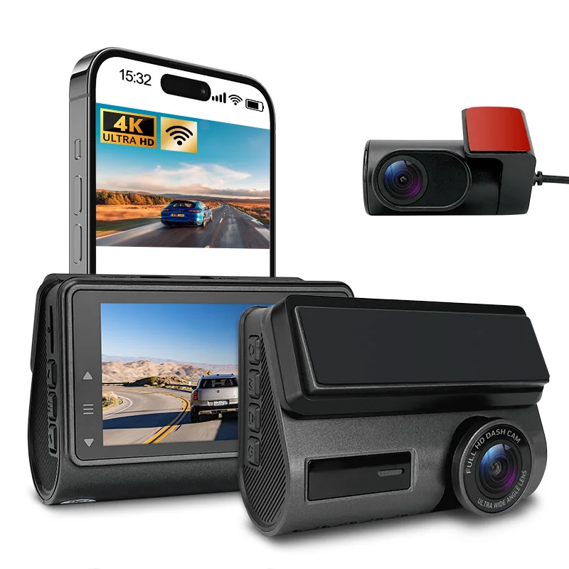 4K 2K Dual Lens UHD WiFi Dash Cam Front and Rear Dashcam with Loop Recording Night Vision G-Sensor Car Accessories