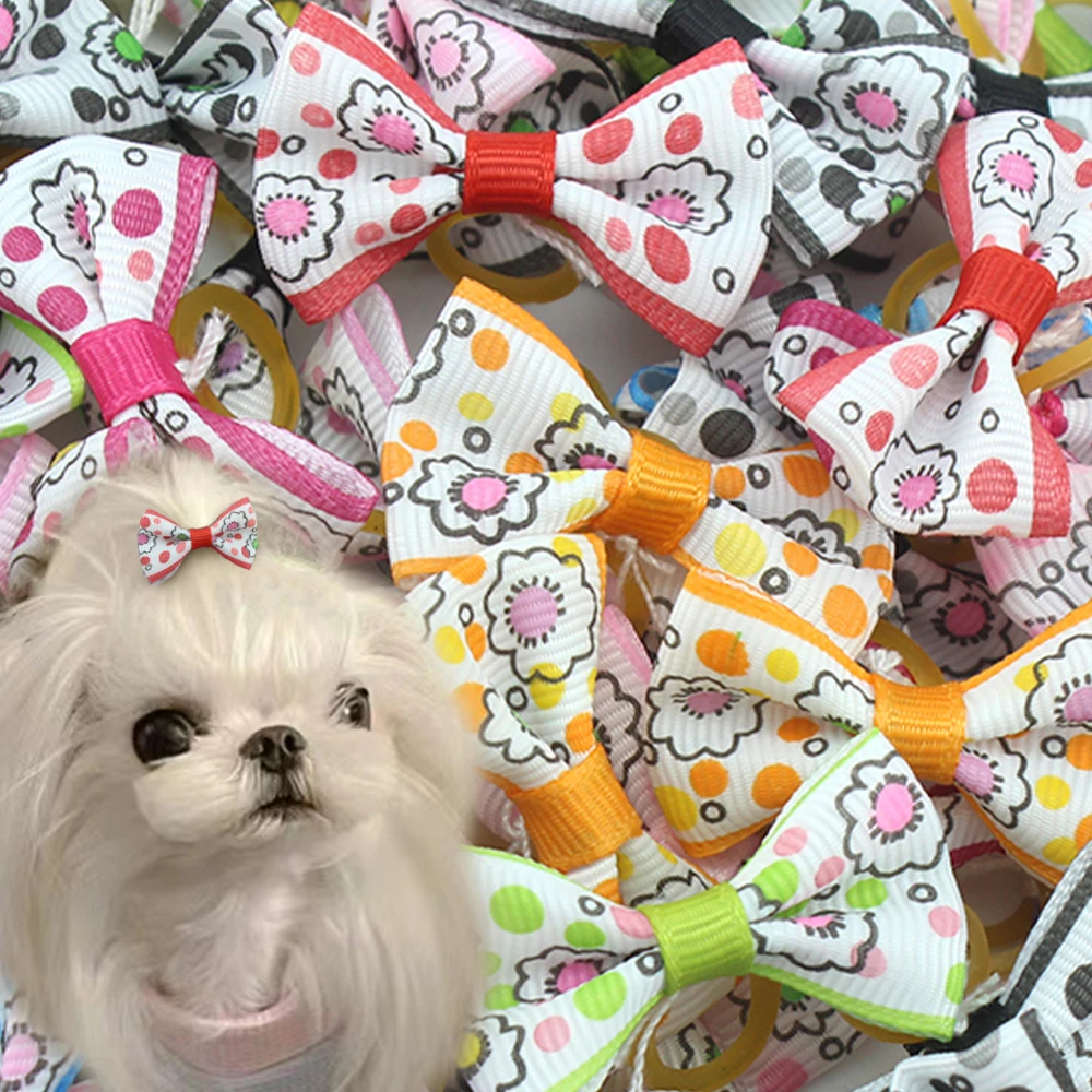 10/20PCS Pet Dog Cat Puppy Grooming Bows Pet Hair Accessories Decorate Rubber Bands Puppy Cats Dogs Bows Headwear Pet Items