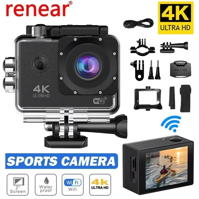 4K Action Camera lPS HD Screen WIFI 2.0-inch Full Ultra HD  lP68 Waterproof Wide Angle For Outdoor Sports Helmet Video Recording