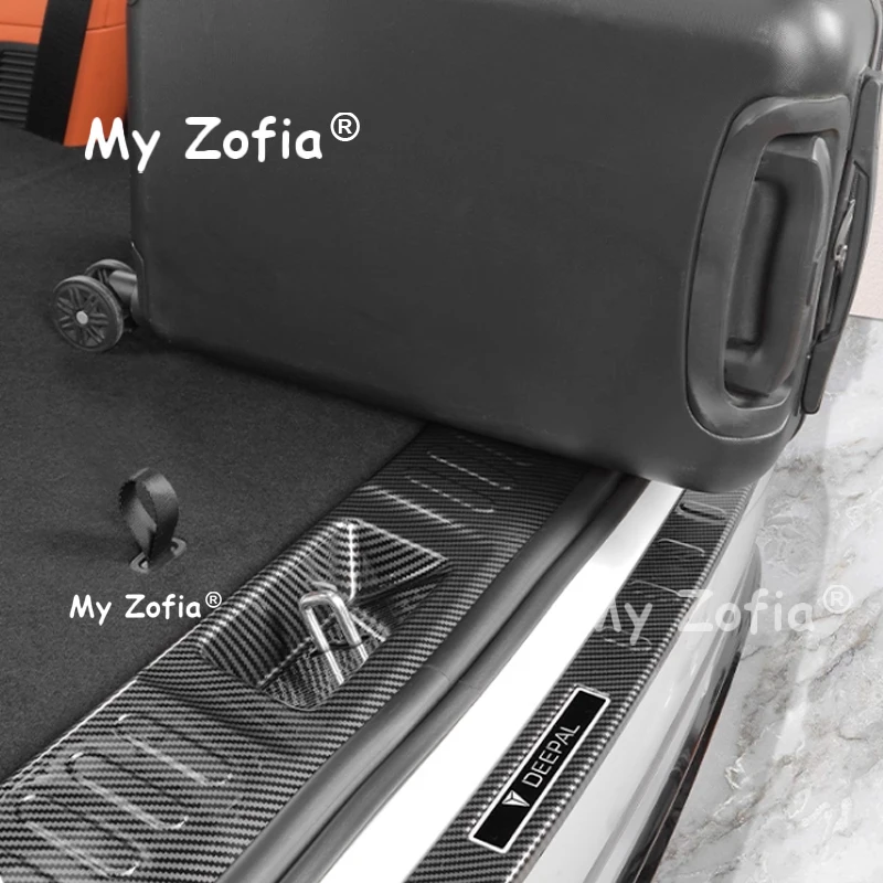 For Deepal S09 2025 2026 Car Styling Trunk ABS Carbon fiber Threshold Strip Tailgate Anti Kick Protector Plate Cover Accessories