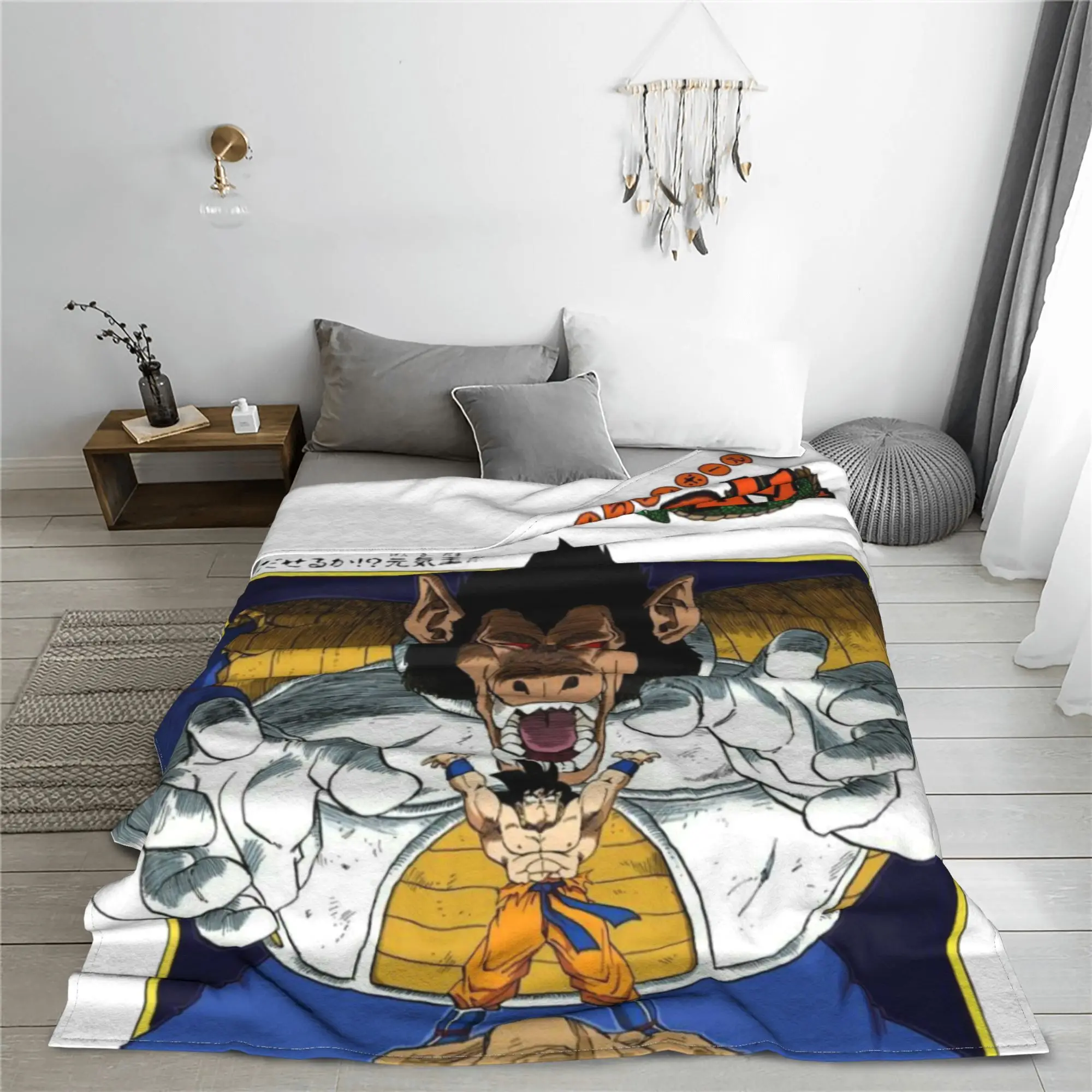 Dragon Ball Goku vs Great Ape Dekenhoes Fuzzy Gooi Dekens Zomer Airconditioning Draagbare Zachte Warme Spreien,