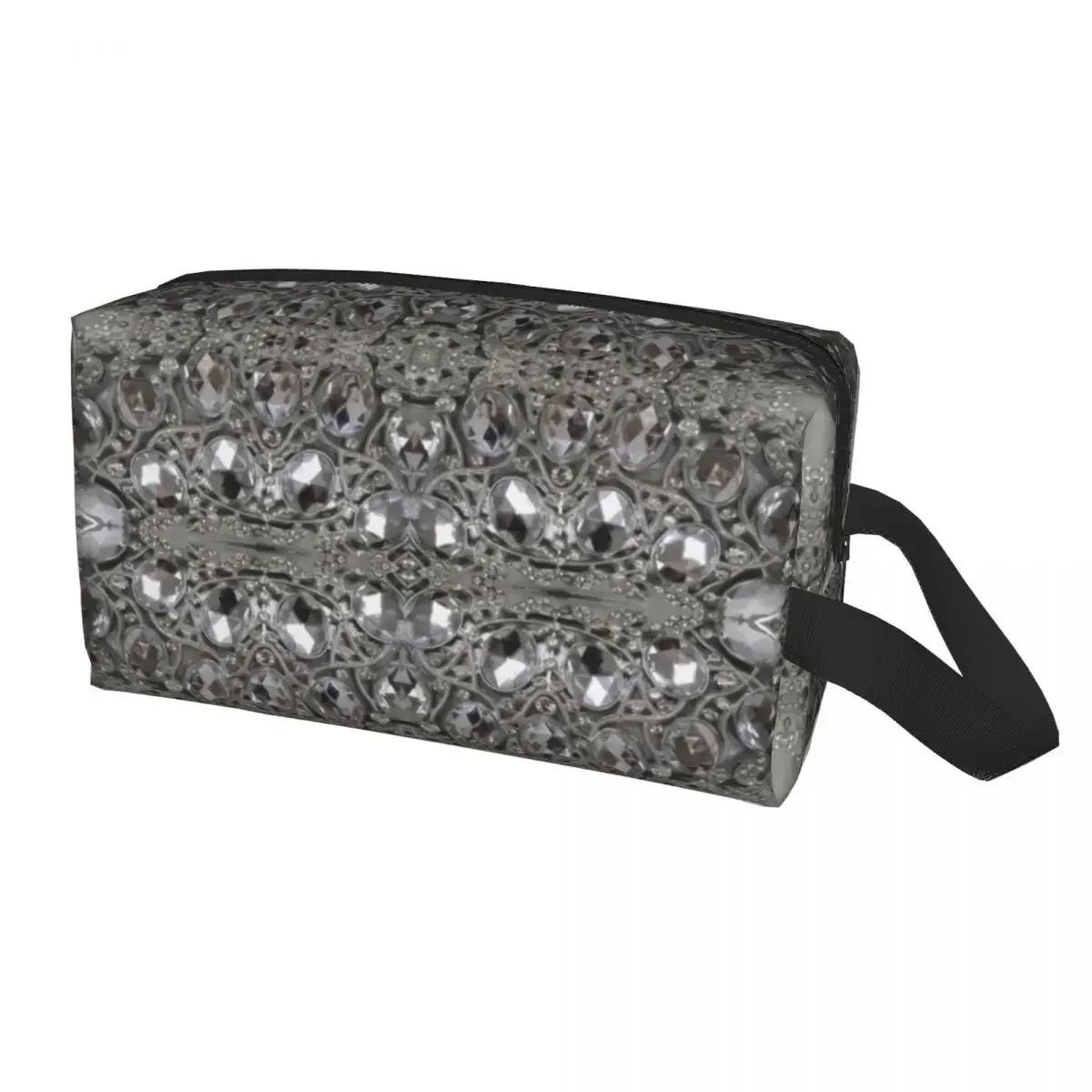 Fashion Trendy Pretty Rhinestone Travel Toiletry Bag Women Diamonds Jewelry Cosmetic Makeup Bag Beauty Storage Dopp Kit