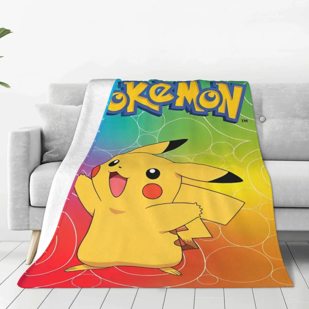 Pokemon Pikachu Flannel Blanket Warm Soft Throw Blanket for Living Room Picnic Fluffy Bedspread Sofa Bed Cover