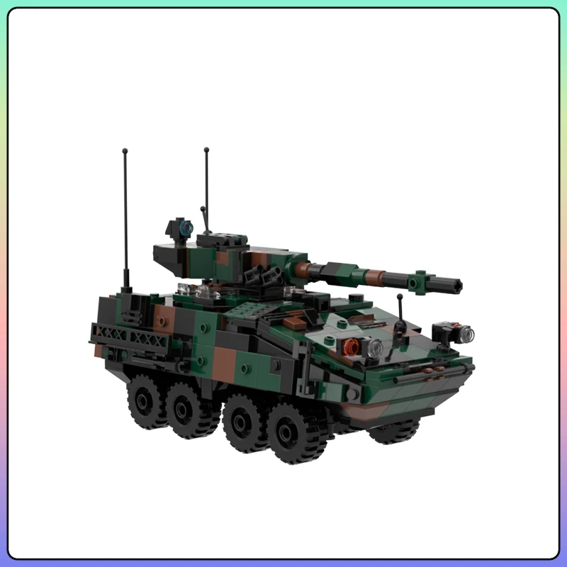 Military Series MOC Land Force Stryker M-1128 Armored Vehicle With Motor Gun Building Block Set DIY Boy Toys Christmas Gifts