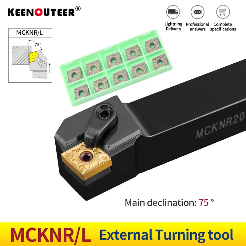 1pc MCKNL2525M12 MCKNL2020K12 MCKNR2525M12 External Turning Tool Holder CNMG Carbide Inserts MCKNR/L Lathe Cutting Tools Set