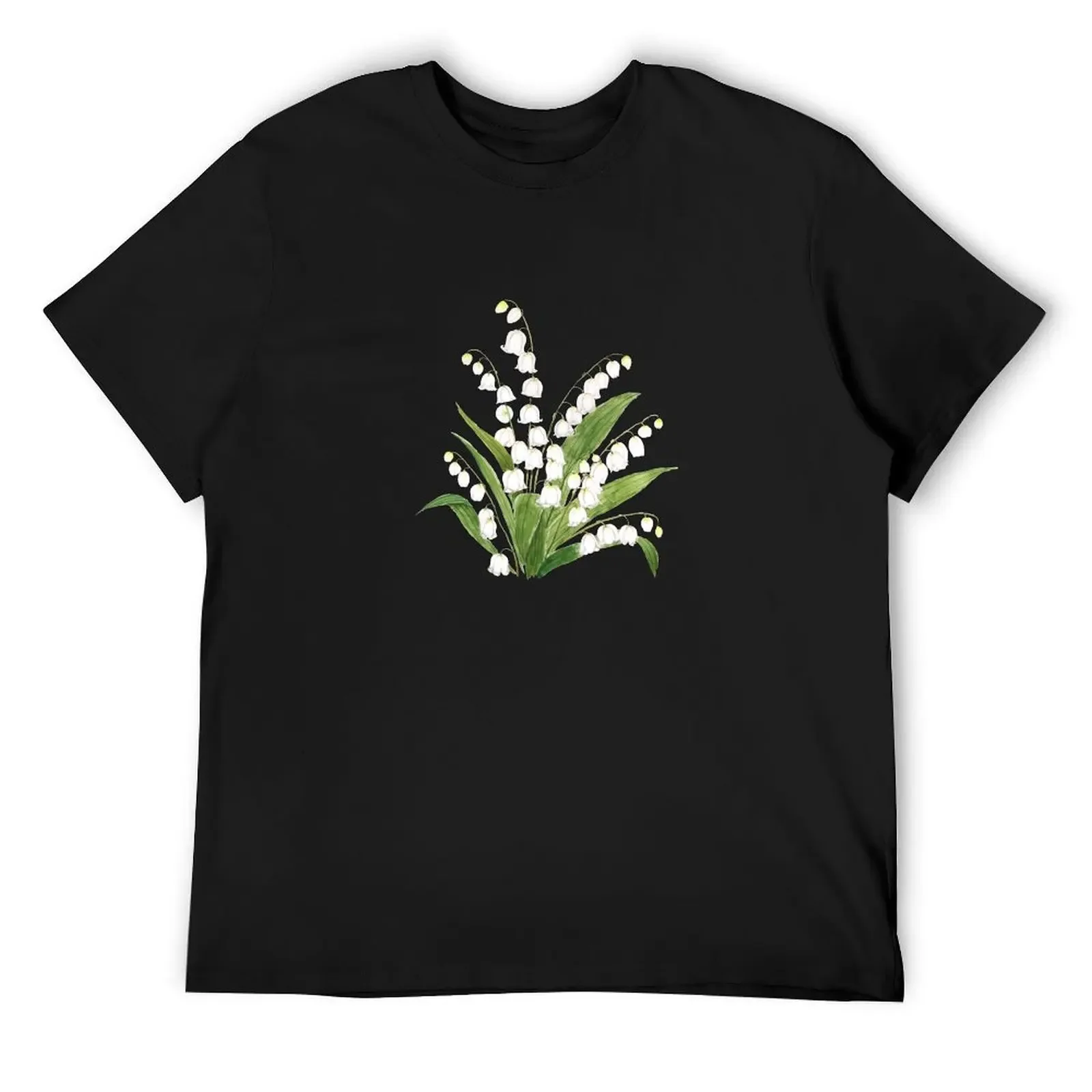 hand painted white lily of valley watercolor T-Shirt boys animal print tees custom shirt t shirts for men pack