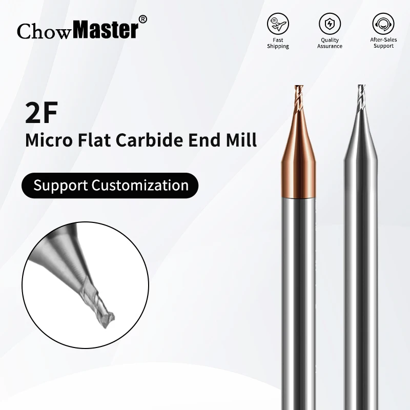 

Chowmaster 0,2-0,9 мм, 2 флейты, микроплоская концевая фреза, хвостовик 4 мм, длина 50 мм, карбид вольфрама, мини-фреза для металла