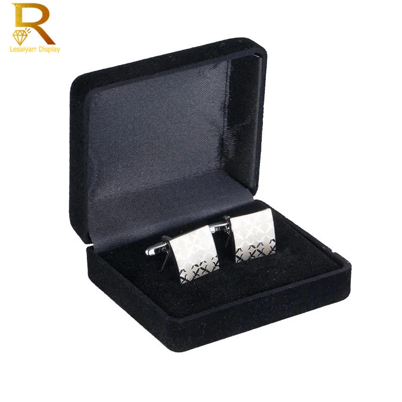 Wholesale Black Velvet Cufflinks Gift Box Men Shirt Cufflinks Gemelos Carrying Case Cuff Link Tie Clip Boxes