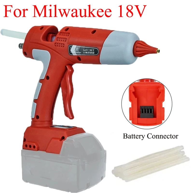 

DIY Tool Rechargeable Electric Handheld Hot Melt Glue Gun with 11mm Glue Stick for Milwaukee 18V Li-ion Battery for Home Repairs