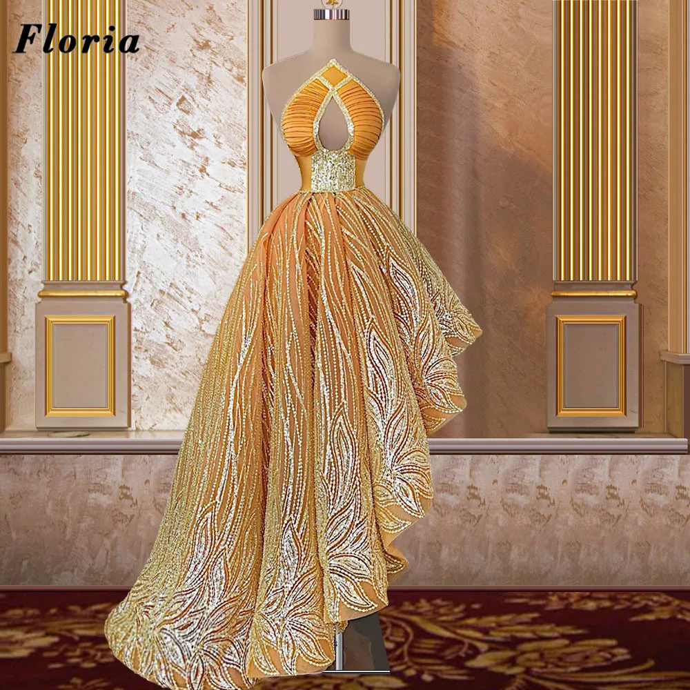 

Floria Custom Made High/Low Celebrity Dresses With Glitter Beaded Formal Evening Dress 2022 Luxury Beaded Dubai Prom Dress Aibye