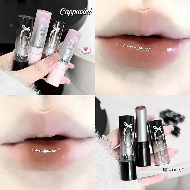 Cappuvini Mirror Water Solid Lip Gloss Moisturizing Mirror Glass Jelly Lipstick Non-Stick Cup Water Light Clear Lip Tint Makeup