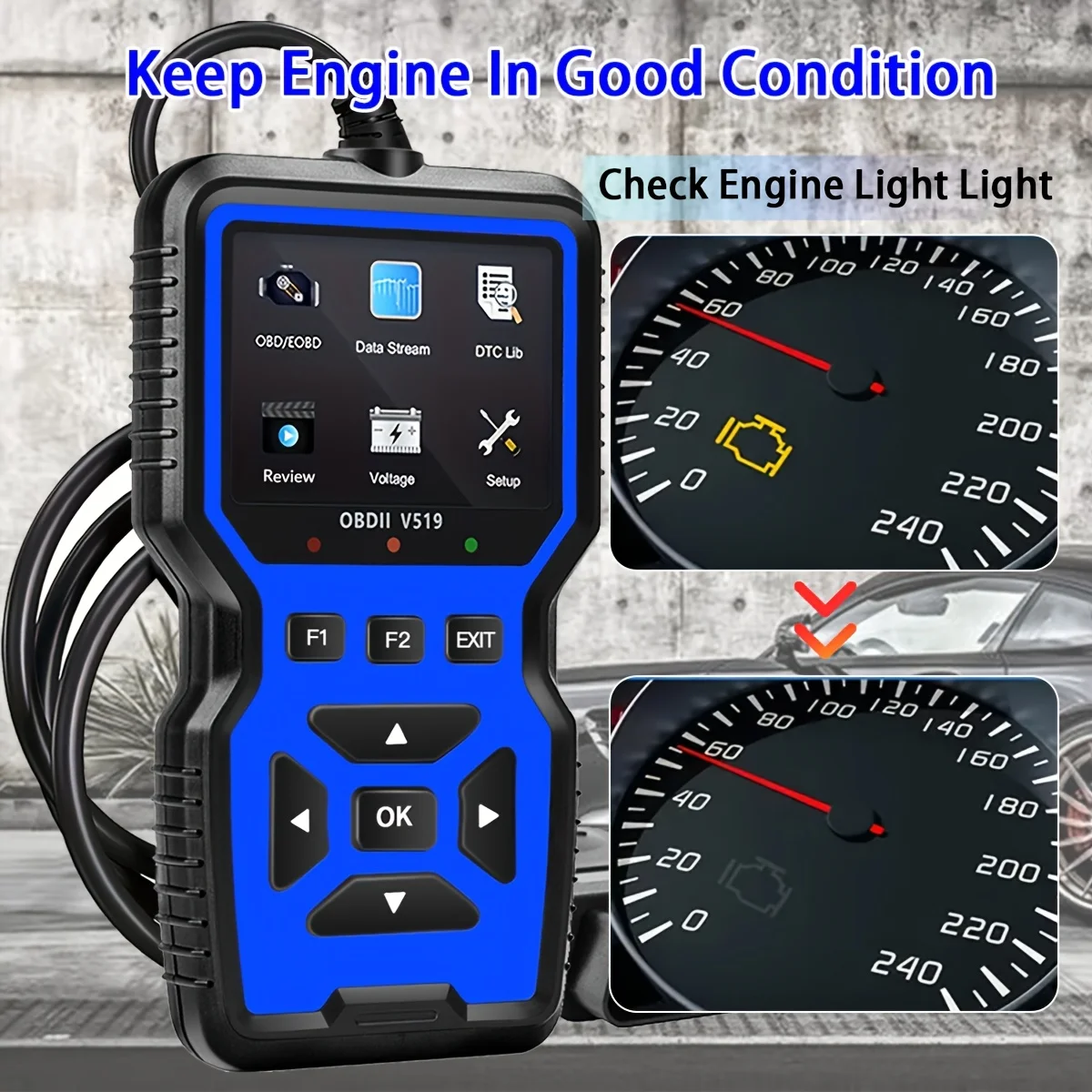OBD2 Scanner Diagnostic Code Reader with Complete OBD2 Functionality Reset Mode Compatible with All OBDII Vehicles after 1996.