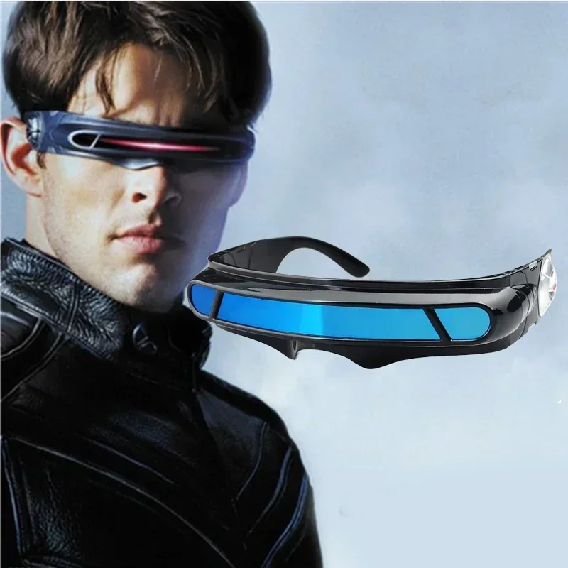 

Cool Red Lens Cyberpunk Glasses Black Frame Unisex Party Cosplay X-Men Sunglasses