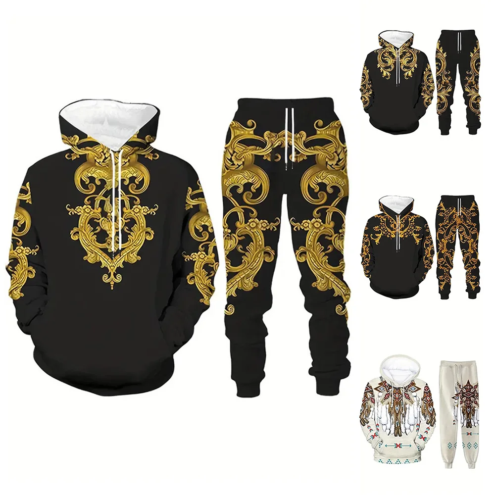 Autumn And Winter Totem Pattern Dark Gold Style Hoodie Daily Religious Beliefs Style Hoodie Fashion Popular Street Art Hoodie