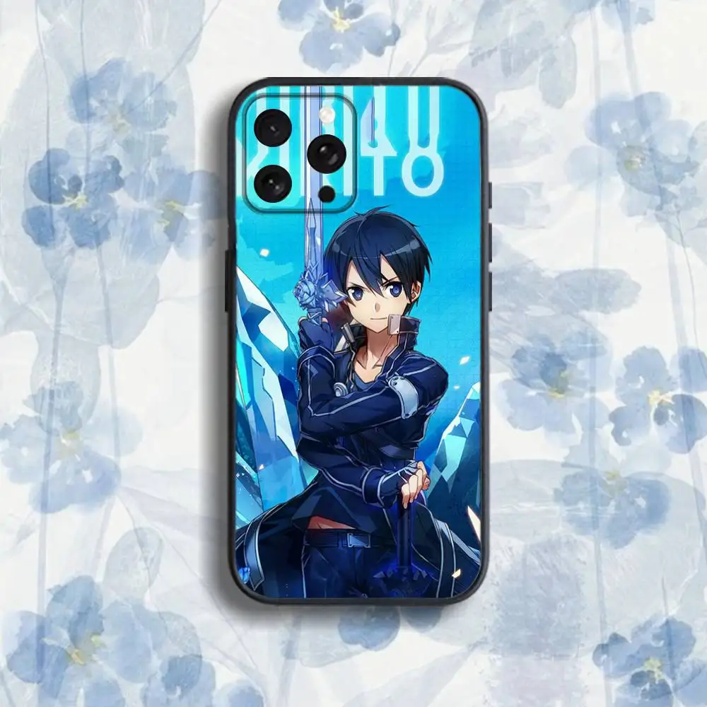 حافظة هاتف Sword Art O-Online SAO Kirigaya لهاتف iPhone 17,16,15,14,13,12,Pro,Max,Plus,E,SE4,Air,Mini Black Soft Box