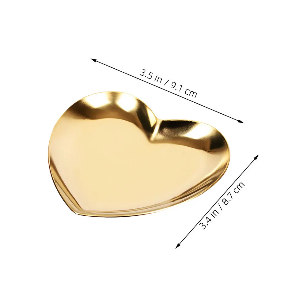 2 قطعة صينية مجوهرات على شكل قلب صينية تخزين لخاتم القرط حلية منظم مدمج من الفولاذ المقاوم للصدأ حجم السفر ديكور
