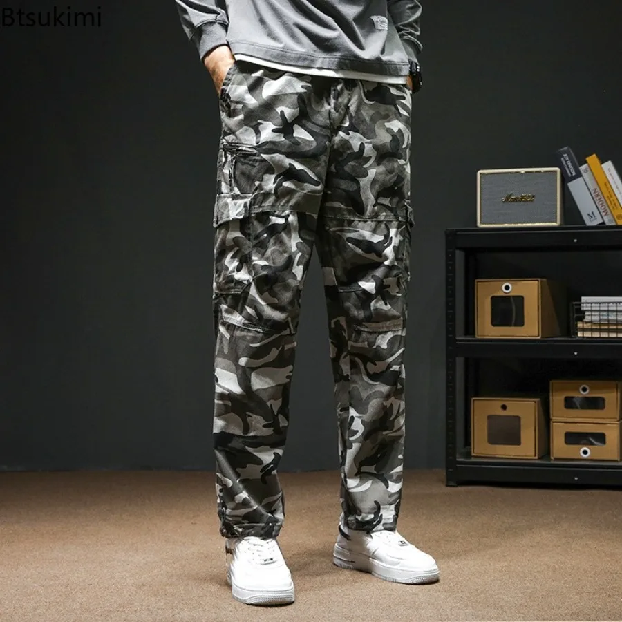 

New Spring Autumn Men's Outdoor Hiking Tactical Pants Pure Cotton Cargo Work Camo Men Casual Sports Trousers Hip Hop Streetwear