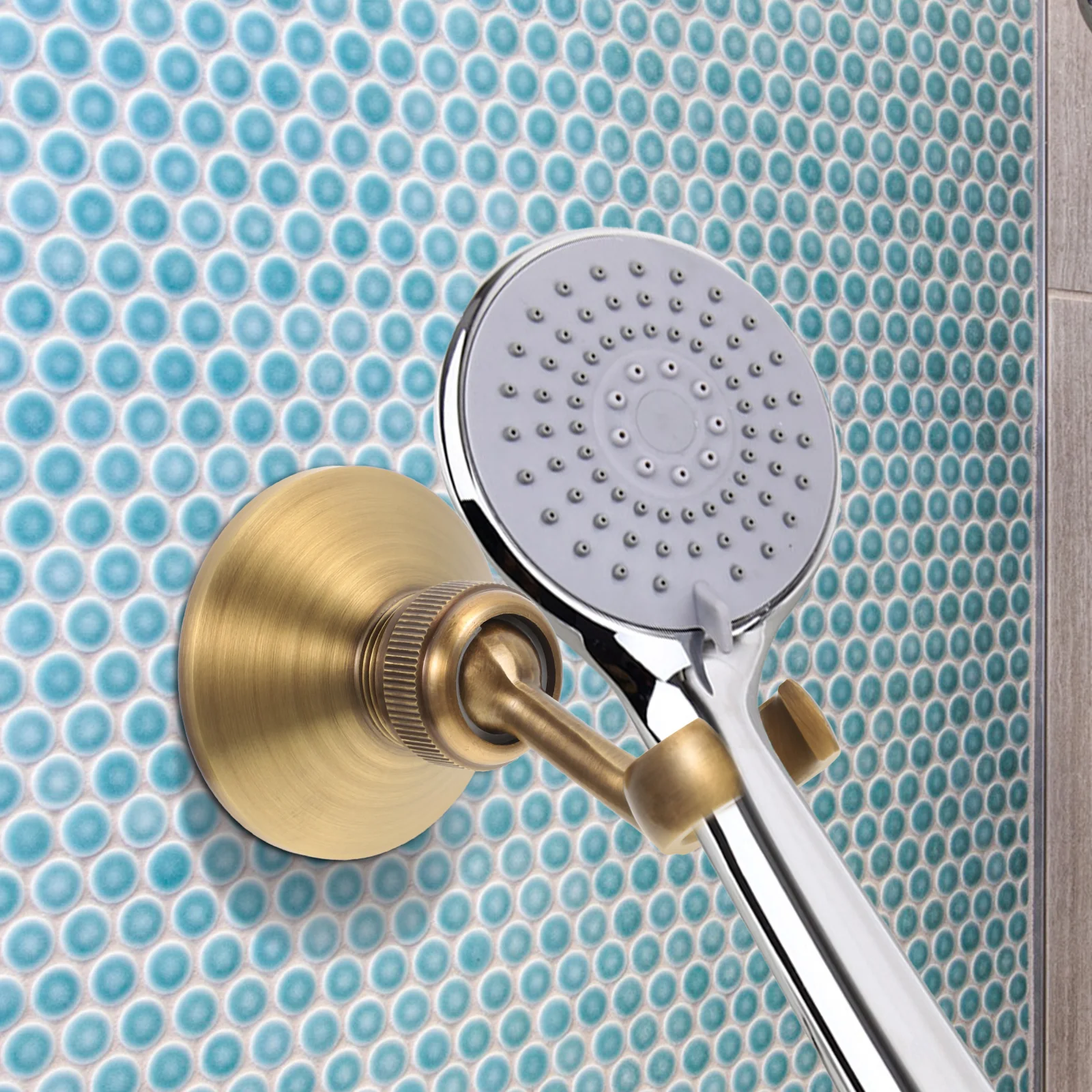 

Copper Handheld Shower Head Bracket Rotating Base Wall Mounted Bathroom Rack Durable Smooth Universal Adjustable Sprinkler Mount