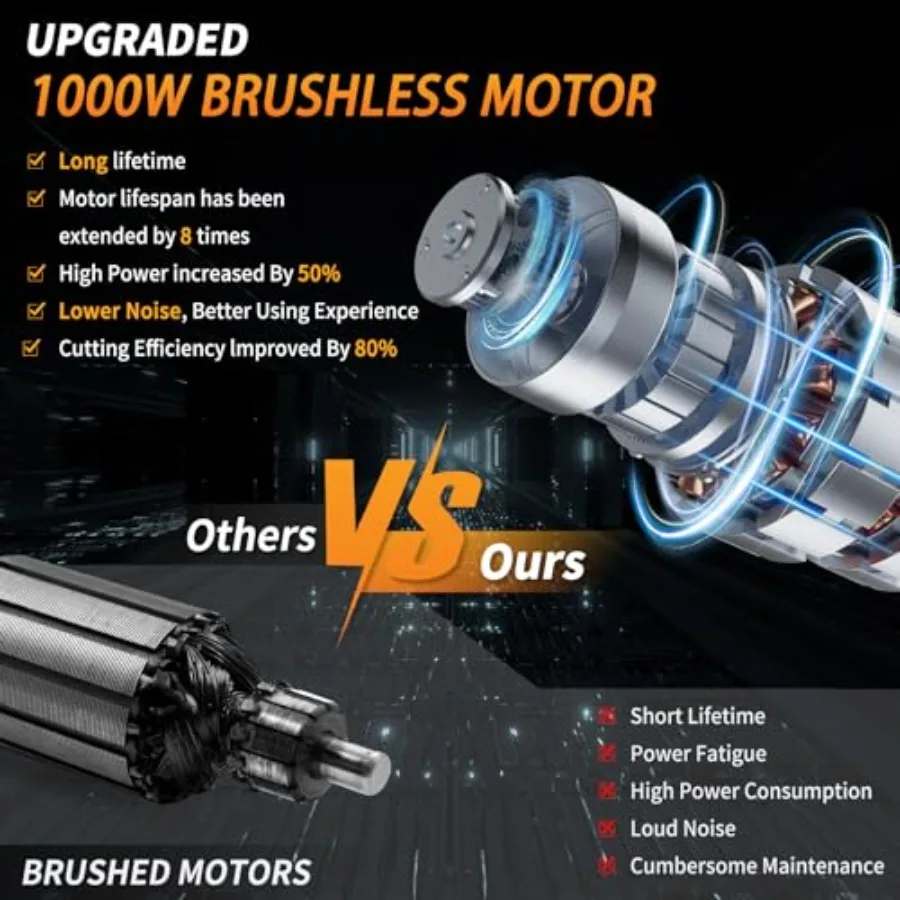 12 Motosierra elettrica portatile portatile a batteria senza spazzole per potatura di alberi da taglio per legno con 2 batterie da 4,0 Ah