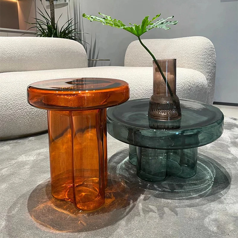 Creative Glass Coffee Tables Living Room Furniture Modern Design Sofa Side Table Round Tea Table