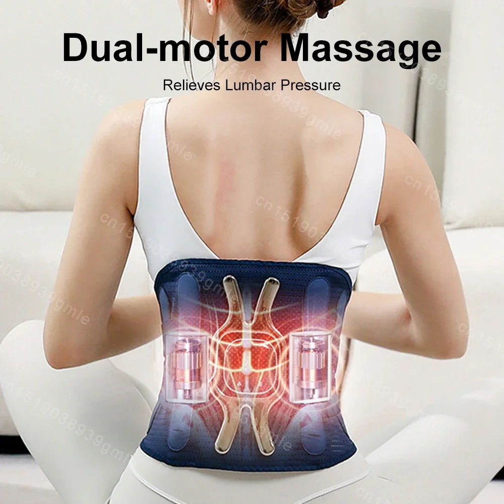 Electric Waist Massager Heated Belt Red Light Hot Compress Posture Corrector Lumbar Back Support Brace Heating Massage Back Belt