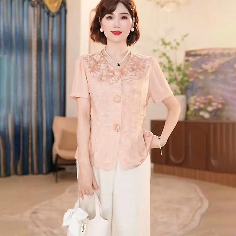 

Thin Chinese Style Short-sleeved Women's New Age-reducing T-shirt