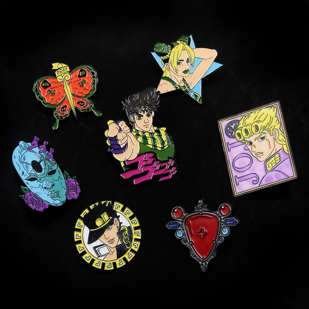 Anime JoJo Bizarre Adventure spilla Pin Stone Ocean Jolyne Cujoh Sword Butterfly Power smalto Pin risvolto distintivo gioielli regalo