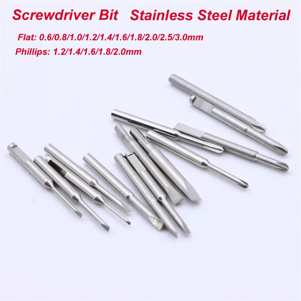 5pcs Slotted Phillips Screwdriver Stainless Steel Bits Blades Nozzle 2.0 Tool Handle Universal Screwdriver Watch Repair Tools