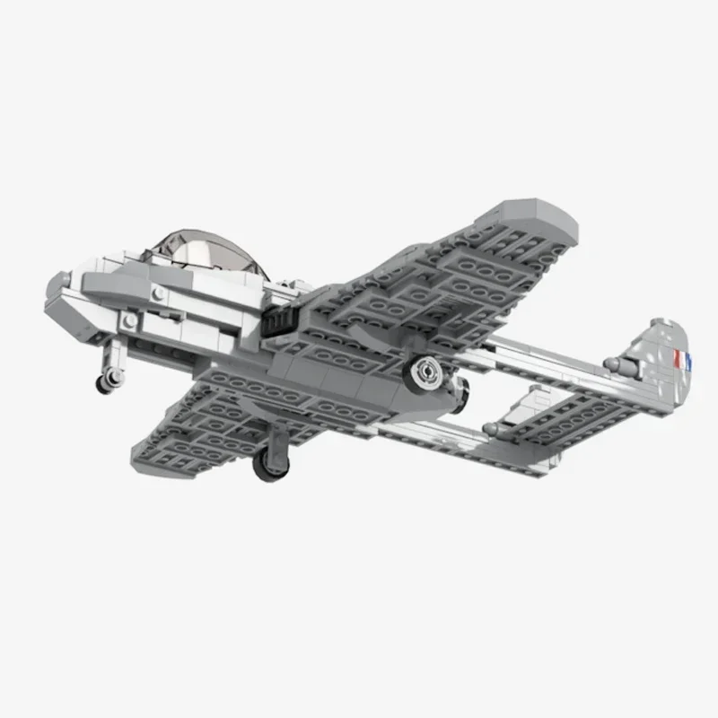 Bloques de construcción Moc, modelo de avión militar DH.100, bloques tecnológicos de combate RAF de vampiro, regalos, juguetes de Navidad, conjuntos DIY de montaje