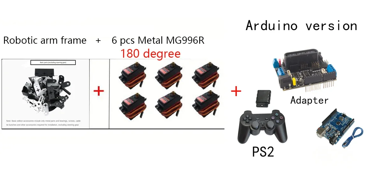 Splitter 6 dof Roboter Metall legierung mechanischer Arm Klaue mg996 für Arduino Roboter DIY Kit Lern roboter ps2 programmier barer Roboterarm – Detail 21