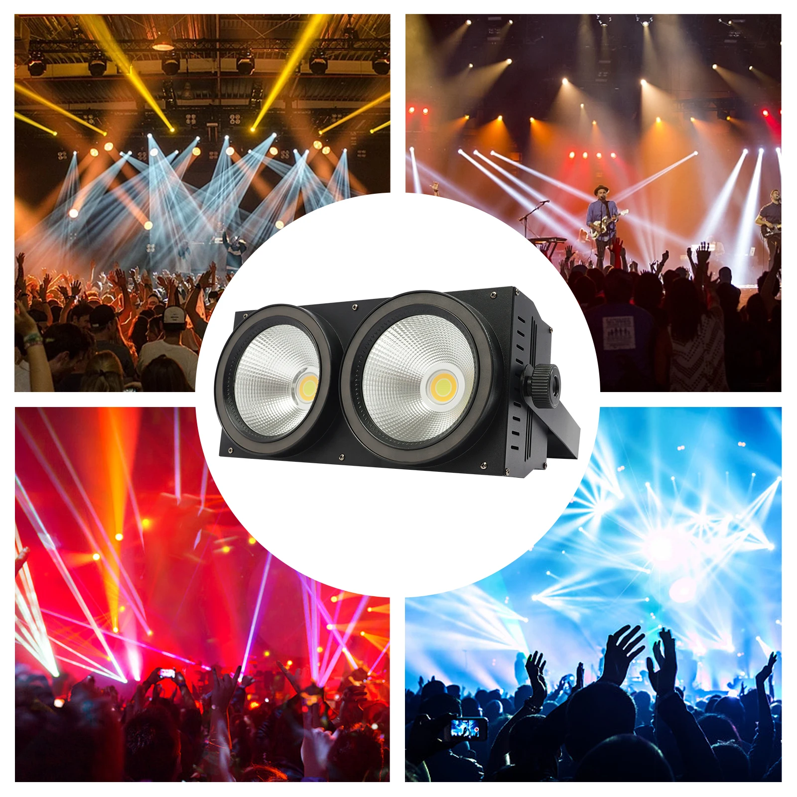 Dupla 100W COB LED Par Light RGBW Efeitos Multicolores Controle DMX512 e 60 °   Ângulo de feixe para iluminação profissional