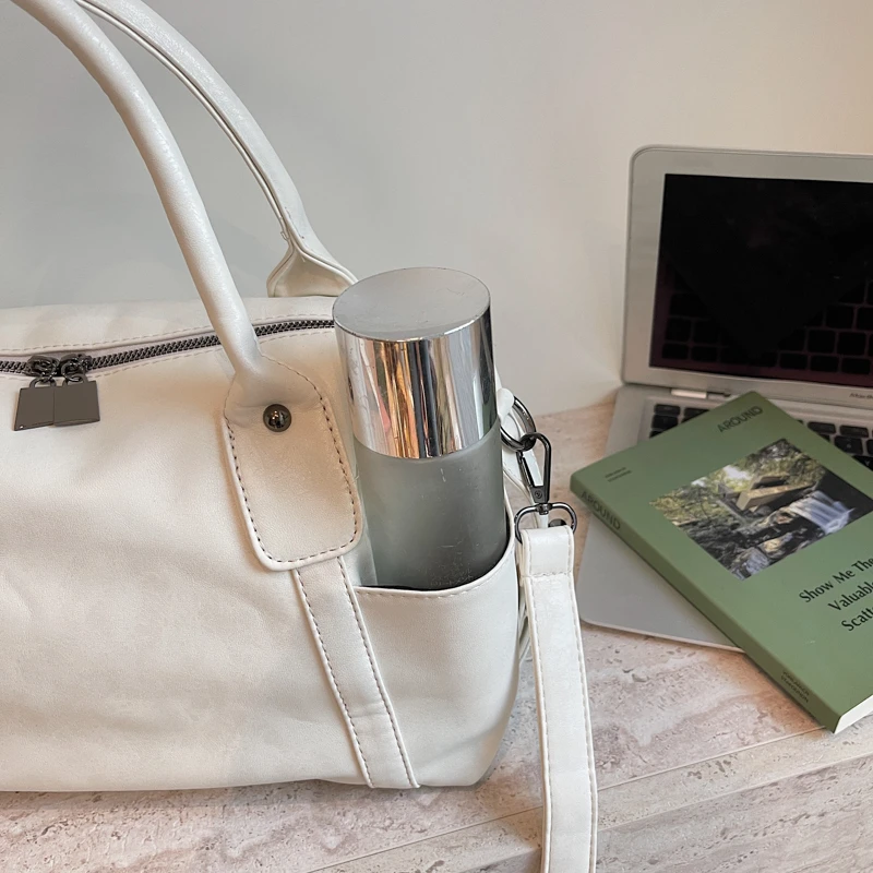 MOODS Practical Shoulder Crossbody Bags For Women Vegan Leather Pure Color Bowling Bag Big Capacity Shopping Travelling Handbags
