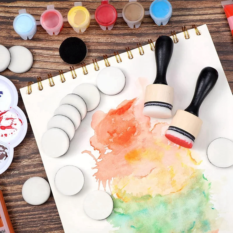 ABXF-42-Piece Mini Ink Tool Set, Includes 2 Round Mini Smudge Tools And 40 Replacement Foam Pads For Drawing Smudge Mixtures