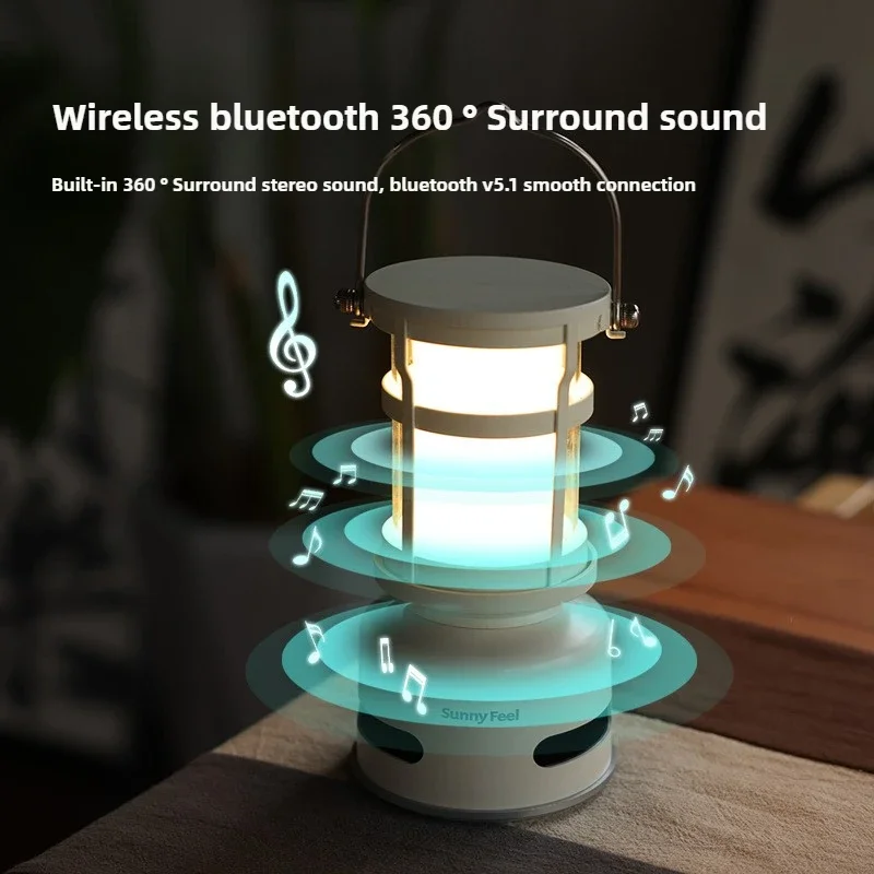 Outdoor Speaker Tent Light Multifunctional Waterproof Adjustable Color Wireless Bluetooth Audio Camping Light