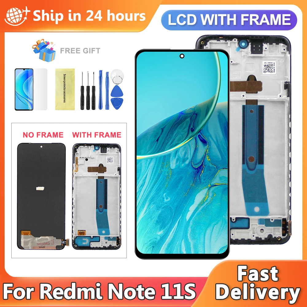 

For Xiaomi Redmi note 11s 2201117TG LCD Display Touch Screen Digitizer For Redmi note11S Display Screen With Frame