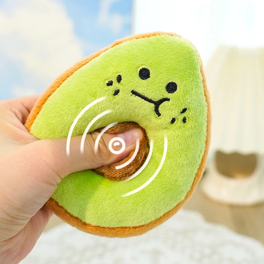 Avocado & Kiwi Plüsch-Quietschspielzeug für Hunde & Katzen: Kaufreundliches Fruchtförmiges Haustierspielzeug zur Langeweile-Bekämpfung und als Kauspaß