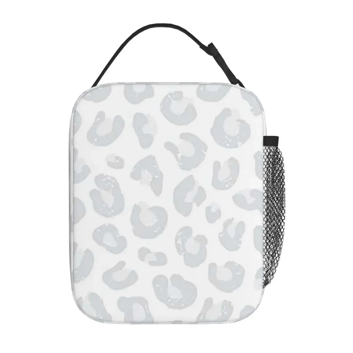 Leopard Print - Silver Gray And White Insulated Lunch Bag for Women Kids Portable Food Boxes Thermal Lunch Box Tote