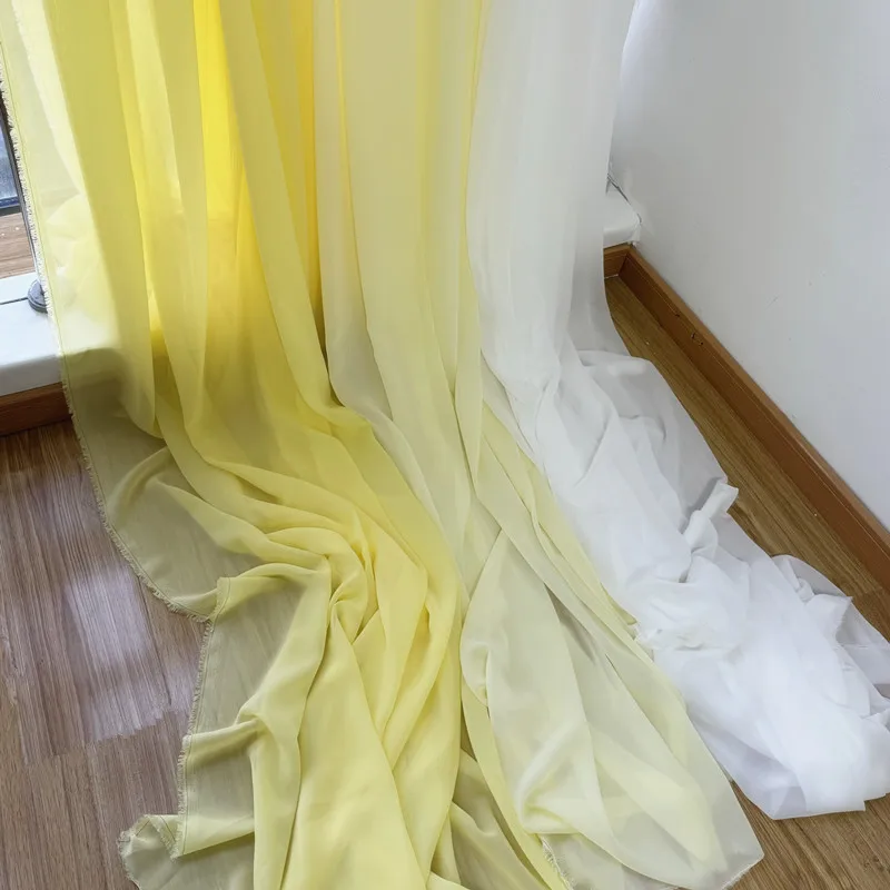 

Нежный светло-желтый DIY свадебный фестиваль вечерние фоновое украшение полупрозрачная драпировка тканевая занавеска марлевая занавеска