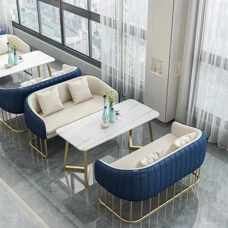 Milk tea shop light luxury sofa and dining table set hotel lounge reception seat combination