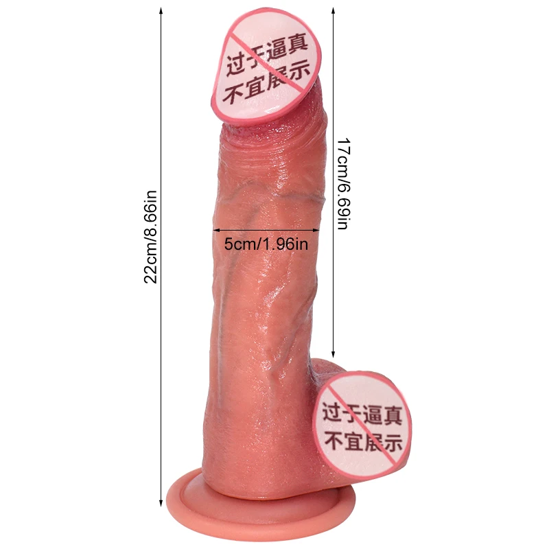 8.6-inch Realistic Fake Penis Adult Sex Toy, Female Masturbator, Huge Fake Penis, Soft Silicone Suction Cup, Penis